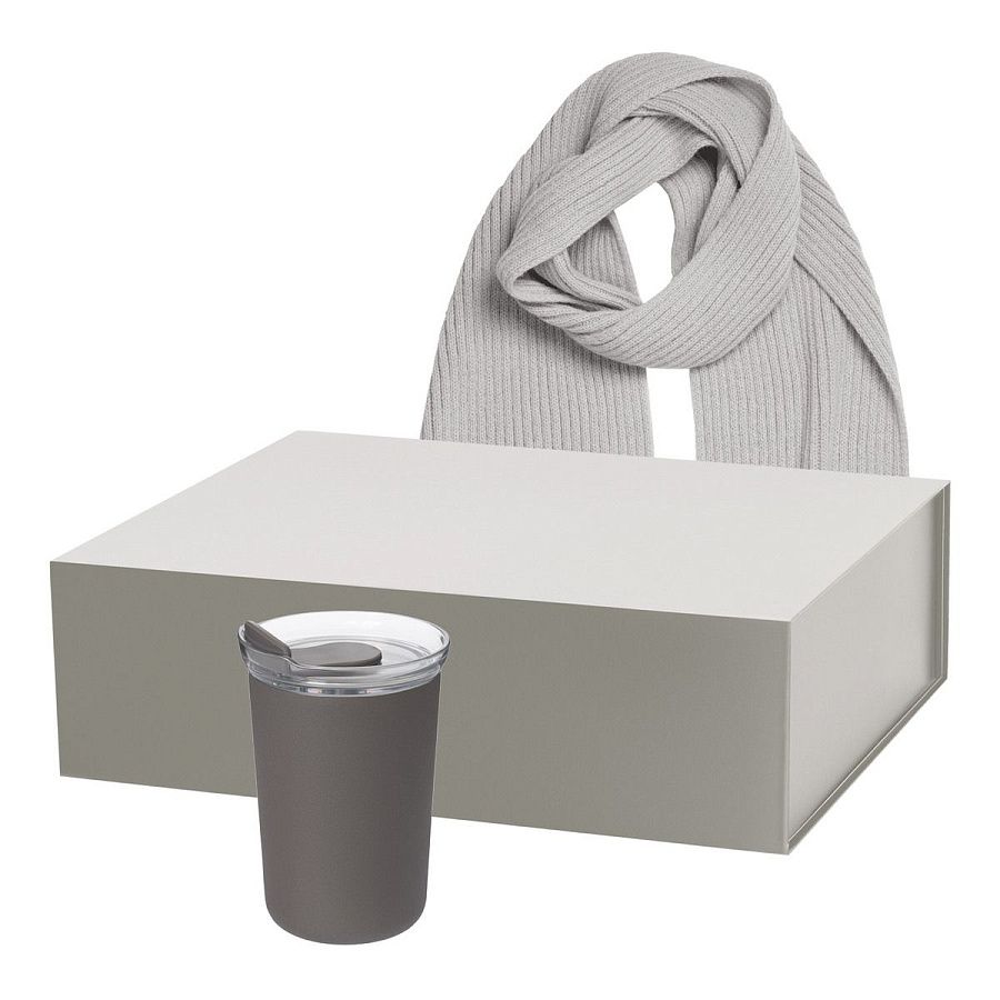 Подарочный набор Страда (Strada), Форгес (Forges), серый (термокружка, шарф)