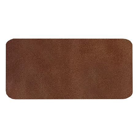 Шеврон Rectangle Smooth Leather размер 60*30 мм, коричневый, со скругленными углами