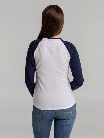 Футболка женская с длинным рукавом Milky Lsl, белая с темно-синим, размер S