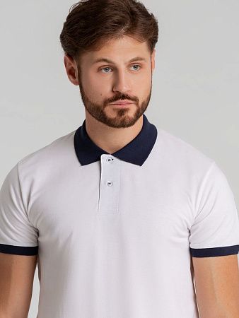 Рубашка поло Prince 190, белая с темно-синим, размер XXL