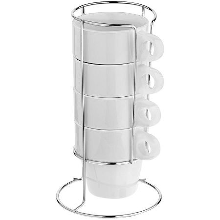 Набор из 4 кружек Inset с подставкой, черный