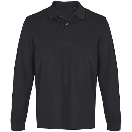 Рубашка поло унисекс с длинным рукавом Pacific LSL, черная, размер XS