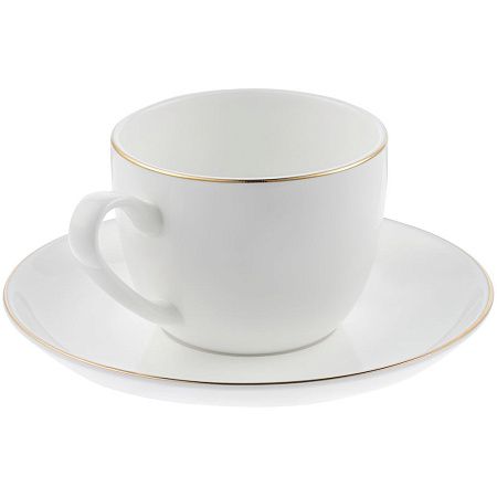 Кофейная пара Select, белая с серебристой отводкой