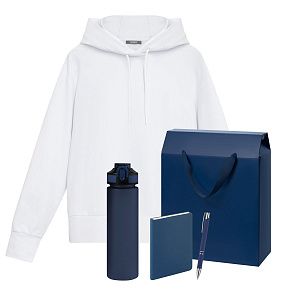 Набор с одеждой Алекс (Alex) (худи, бутылка, ежедневник, ручка), синий, S