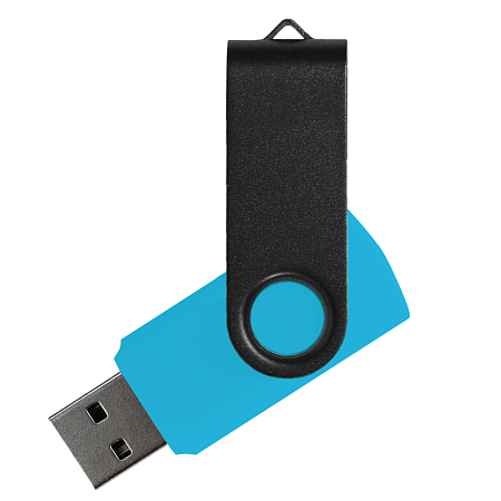 Флеш накопитель USB 2.0 Twister Сolor Mix 16GB, пластик Софт Тач/металл, голубой/черный