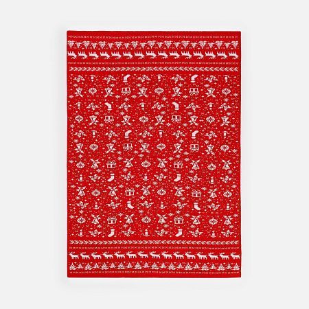 Плед Holidale, красный с молочным