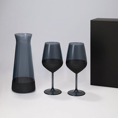 Подарочный набор декантер + 2 бокала для вина Блэк Эдишн (Black Edition) в черной коробке