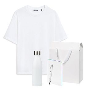 Набор с одеждой Раст (Rust) (футболка, термобутылка, ежедневник, ручка), черный/белый, XS/S