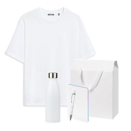 Набор с одеждой Раст (Rust) (футболка, термобутылка, ежедневник, ручка), черный/белый, XS/S