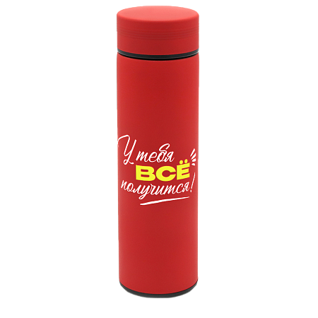 Термос Bronx софт-тач, красного цвета