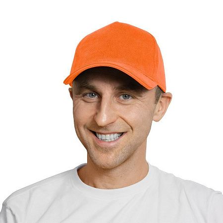 Кепка 5- панельная Oxford 300, c оранжевым сендвичем, оранжевая