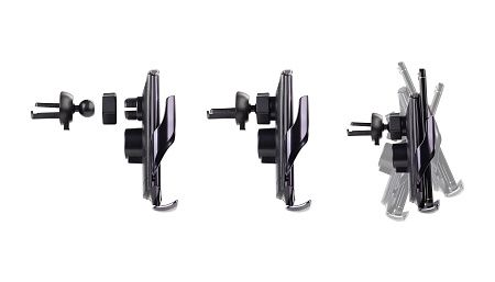 Автомобильное сенсорное беспроводное (15W) зарядное устройство "Titan" с набором переходников для магнитной зарядки, с подсветкой логотипа