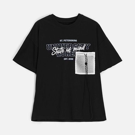 Футболка унисекс оверсайз T3, черная, размер XL/2XL