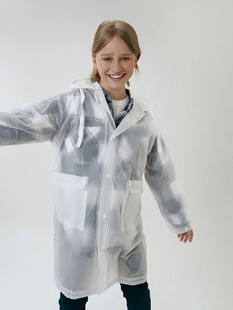 Дождевик детский RainDrop Kids, белый, размер 8 лет (118-128 см)