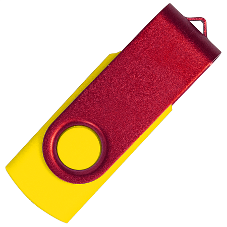 Флеш накопитель USB 2.0 Twister Сolor Mix 16GB, пластик Софт Тач/металл, желтый/красный