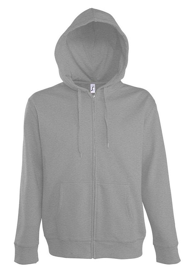 Толстовка мужская на молнии с капюшоном Seven Men, серый меланж, размер S