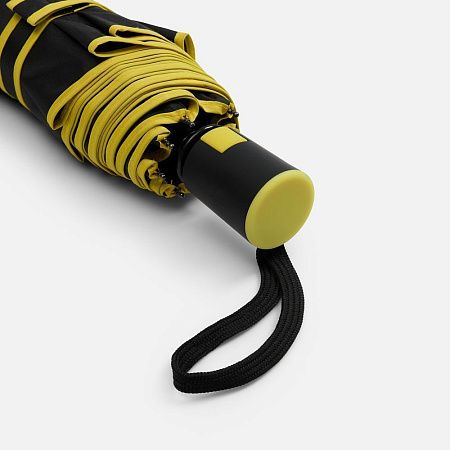 Зонт складной Edgeline, черный с желтым