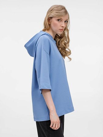 Футболка оверсайз унисекс с капюшоном Neofit, синяя, размер XS/S