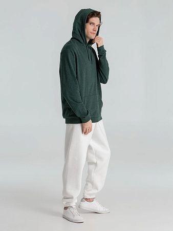 Толстовка с капюшоном унисекс Hoodie, темно-зеленый меланж, размер XS
