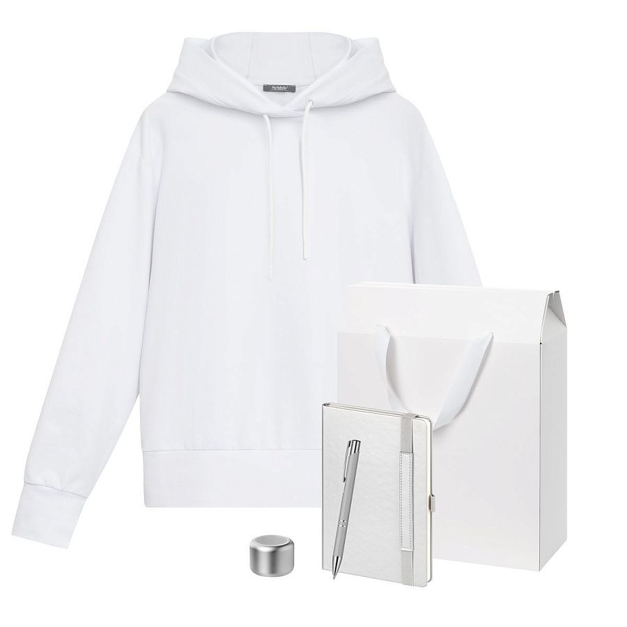 Набор с одеждой Алекс (Alex) (худи, колонка, ежедневник, ручка), серебряный, XL