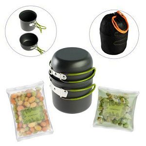 Подарочный набор «Тайга»: кастрюльки, арахис, фундук, чехол-сетка