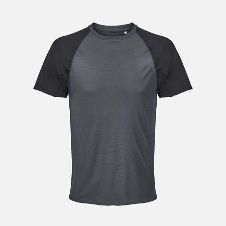 Футболка спортивная унисекс Vortex, черная с темно-серым, размер XXL