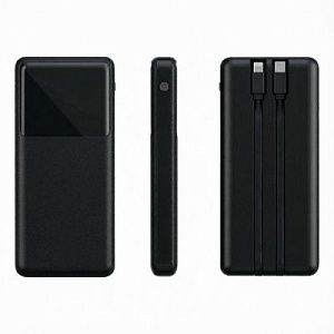 Внешний аккумулятор (powerbank)  «Stream 10»,  10 000 mAH, с двумя зарядными шнурами,  22,5W (Ватт)  super fast charge, Power Delivery (PD) 25.5W (dfnn),  c цифровым дисплеем для контроля заряда, черный