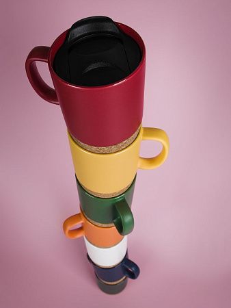 Кружка с пробковой подставкой Corky Walk, белая