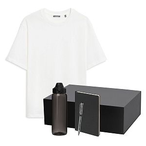 Набор с одеждой Раст Нео (Rust Neo) (футболка, бутылка, ежедневник, ручка), белый/черный, 3XL/4XL