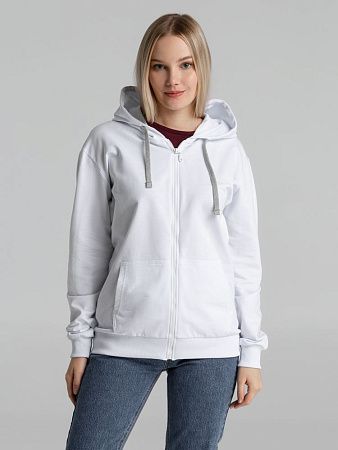 Толстовка на молнии с капюшоном Unit Siverga, белая, размер S