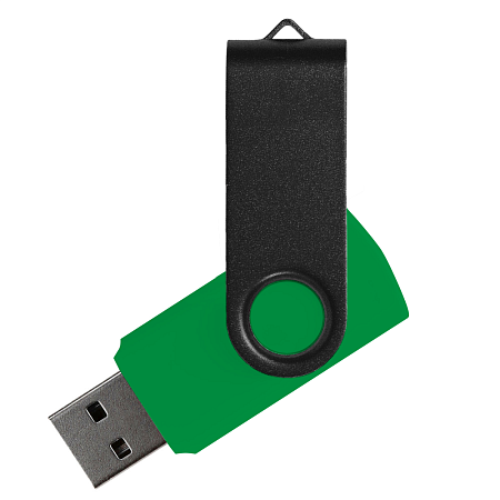 Флеш накопитель USB 2.0 Twister Сolor Mix 16GB, пластик Софт Тач/металл, зеленый/черный