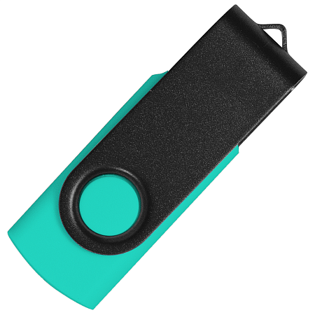 Флеш накопитель USB 2.0 Twister Сolor Mix 16GB, пластик Софт Тач/металл, бирюзовый/черный