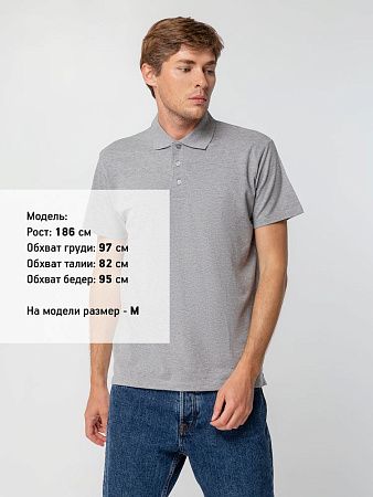 Рубашка поло мужская Spring 210, серый меланж, размер S