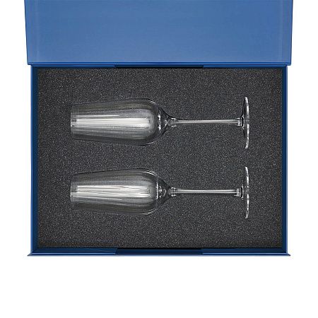 Подарочный набор 2 бокала для шампанского Бланш (Blanche) в  синей коробке