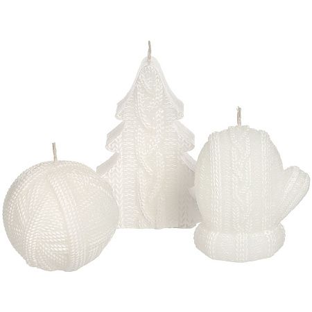 Свеча Kniteam, клубок, белый