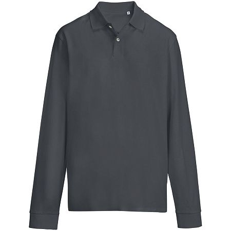 Рубашка поло унисекс с длинным рукавом Pacific LSL, темно-серая (графит), размер XXL