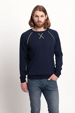 Джемпер Stitch с контрастной отделкой, синий с зеленым, размер M