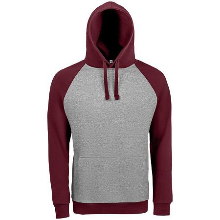 Толстовка унисекс Seattle, серый меланж с бордовым, размер M
