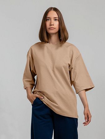Футболка оверсайз унисекс Kosmos 2.0, бежевая, размер XL/2XL