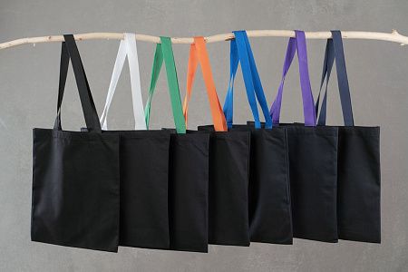 Холщовая сумка BrighTone, черная с оранжевыми ручками