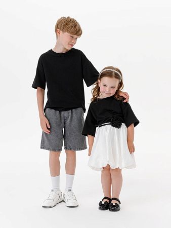 Футболка детская оверсайз Teezer, черная, размер 6 лет (110-116 см)