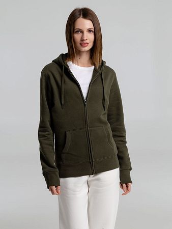 Толстовка на молнии с капюшоном унисекс King, хаки, размер XS