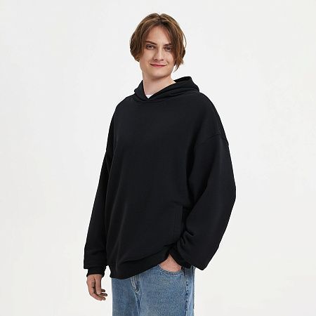 Худи оверсайз унисекс Фьюжн (Fusion), черный, размер XS/S
