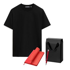 Набор с одеждой Крис (Kris) (футболка, ежедневник, ручка), красный/черный, S