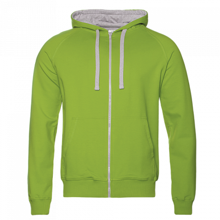 Толстовка мужская STAN с капюшоном на молнии футер без начёса 260, 61, Ярко-зелёный,  (26)  (46/S)