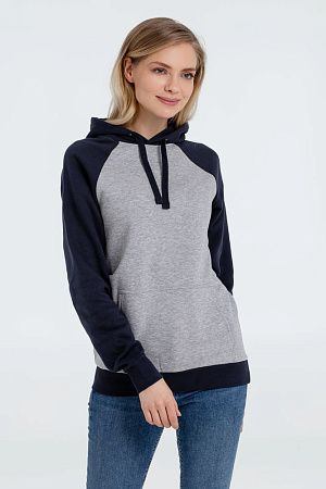 Толстовка унисекс Seattle, серый меланж с темно-синим, размер XL