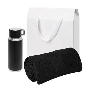 Подарочный набор Осло (Oslo), черный (плед, термос)