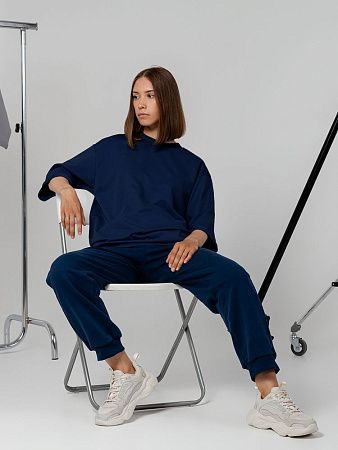 Футболка оверсайз унисекс Kosmos 2.0, темно-синяя, размер XS/S