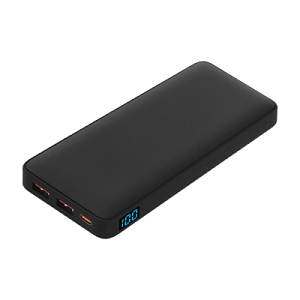 Внешний аккумулятор (powerbank)  «WeCharge Soft Touch»,  10 000 mAH, Power Delivery (PD) 25.5W, со светящимся логотипом после гравировки, c цифровым дисплеем для контроля заряда, черный