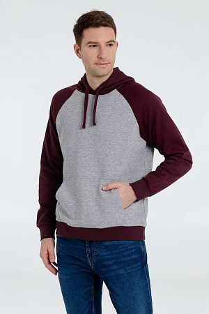 Толстовка унисекс Seattle, серый меланж с бордовым, размер M